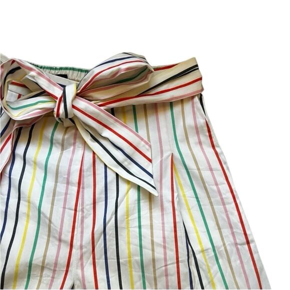 J Crew Striped tie-waist short stretch cotton poplin Size 0 New w/ Tag MSRP $60 - Picture 7 of 14